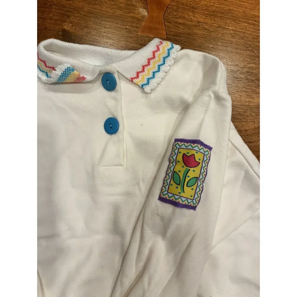 RARE Vintage 80s 90s Oshkosh B'Gosh collared shirt floral sleeve Sz 6